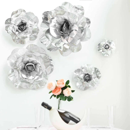 AliKopy 2 Pack 24" Large Silver Real Touch Foam DIY Craft Roses