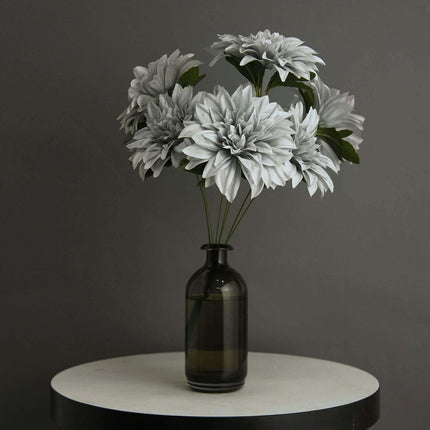 AliKopy 2 Silver Silk Dahlia Flower Spray Bushes - 20" Tall, Realistic
