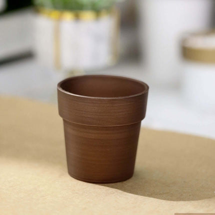 AliKopy 3-Pack Rustic Brown Small Flower Plant Pots - Durable Plastic,