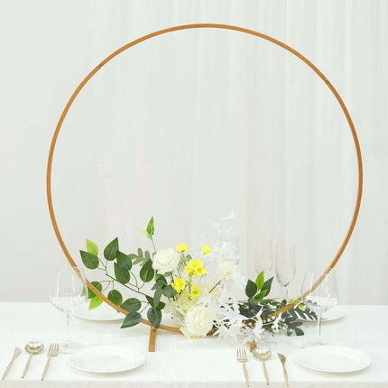 AliKopy 32" Gold Metal Round Hoop Centerpiece - Self-Standing Floral F