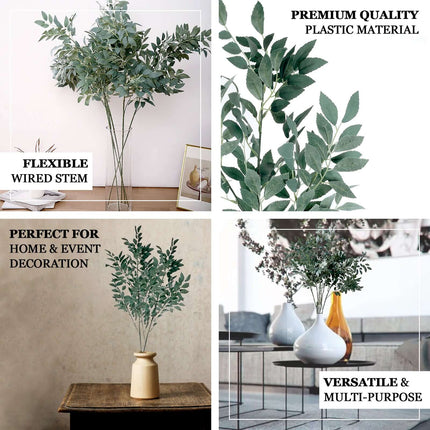 AliKopy 42" Tall White Artificial Silk Beech Leaf Branches - Realistic