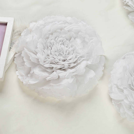 AliKopy Set of 6 White Carnation 3D Paper Flowers Wall Decor - Sizes 7