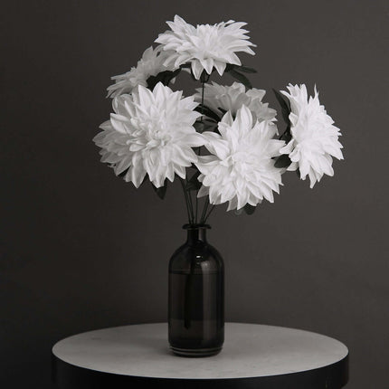 AliKopy 2 Bouquets 20" White Silk Dahlia Flower Sprays - Realistic & D