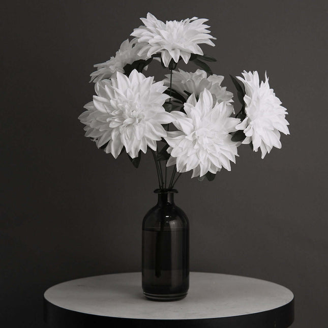 AliKopy 2 Bouquets 20" White Silk Dahlia Flower Sprays - Realistic & D