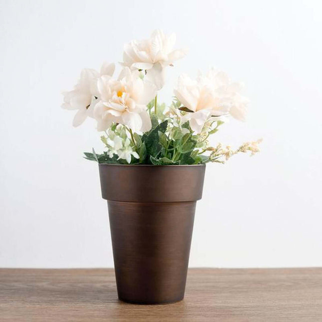 AliKopy 2-Pack Rustic Brown Flower Pots - 6" Plastic Indoor Planters