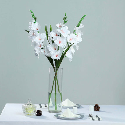 AliKopy 36" Tall White Artificial Silk Gladiolus - Realistic & Durable