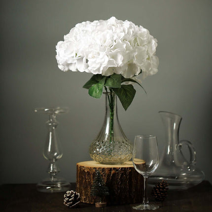 AliKopy 5 Bushes White Artificial Silk Hydrangea Bouquets - Realistic