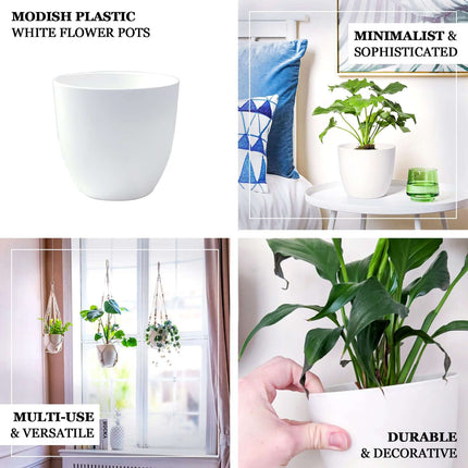 AliKopy 2-Pack 5.5" White Planter Pots with Macrame Holders