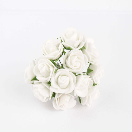 AliKopy 48 White Real Touch Foam Roses - DIY Craft Flowers with Stems