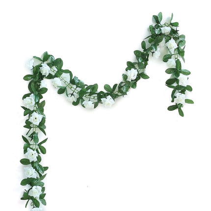 AliKopy 6ft UV Protected Cream Silk Rose Garland - Durable Flower Chai