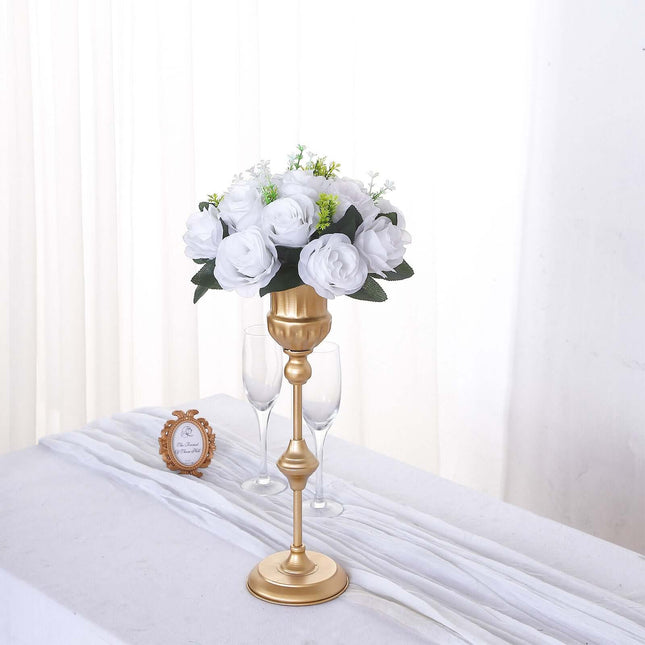 AliKopy 2 Pack White Silk 15-Head Rose Flower Balls - 10" Centerpieces
