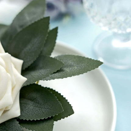 AliKopy 100 Pack Frosted Green Artificial Rose Leaves for DIY Decor