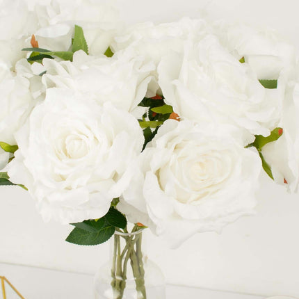 AliKopy 17" White Jumbo Silk Rose Bouquet - High Quality, Wedding-Read
