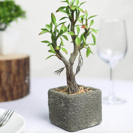 AliKopy Willow Tree Faux Succulents in Concrete Pot - 9" Lifelike Deco