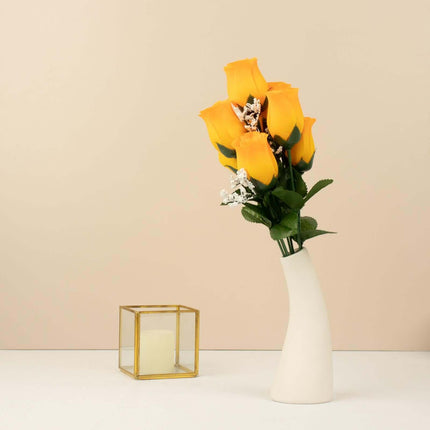 AliKopy 12 Premium Silk Orange Rose Bud Bouquets - Realistic & Durable