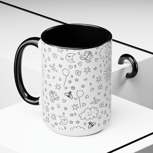 Elegant Morning Bliss Ceramic Coffee Cups - 15oz