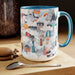 Sophisticated Morning Elegance: Ceramic Two-Tone Coffee Mugs Set, 15oz