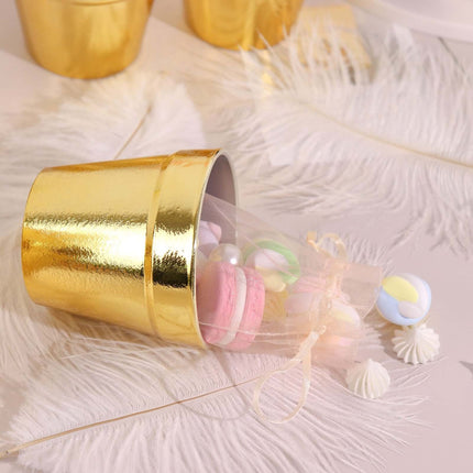 AliKopy 6 Pack 3" Gold Plastic Party Favor Buckets, Mini Planters