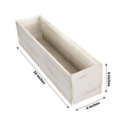 AliKopy Whitewash Wood Planter Box 24"x6" - Removable Liner, Natural D