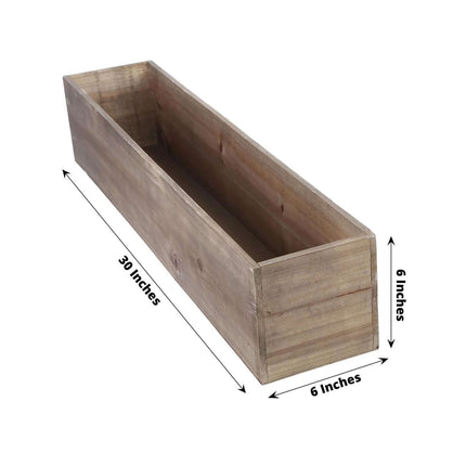 AliKopy Natural Wood Rectangular Planter Box 30"x6" with Removable Lin