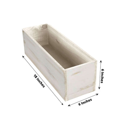AliKopy Whitewash Wood Planter Box 18"x6" - Durable, Removable Liner