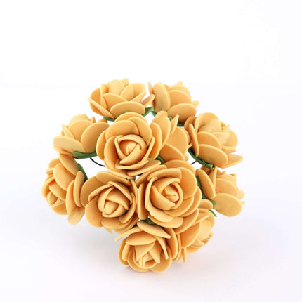AliKopy 48 Real Touch Gold Foam Rose Buds with Stem for DIY Crafts