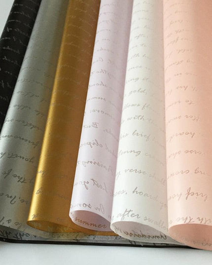 Chic Blossom Gift Wrap Set - 20 Waterproof Sheets 58x58cm with Elegant English Letters Design