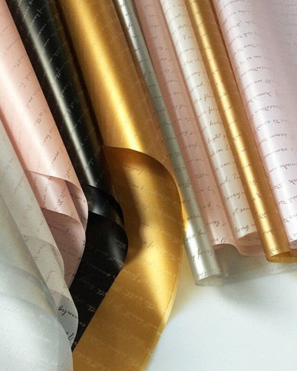 Chic Blossom Gift Wrap Set - 20 Waterproof Sheets 58x58cm with Elegant English Letters Design