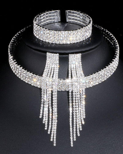 Sophisticated Crystal Tassel Jewelry Ensemble with African Rhinestones