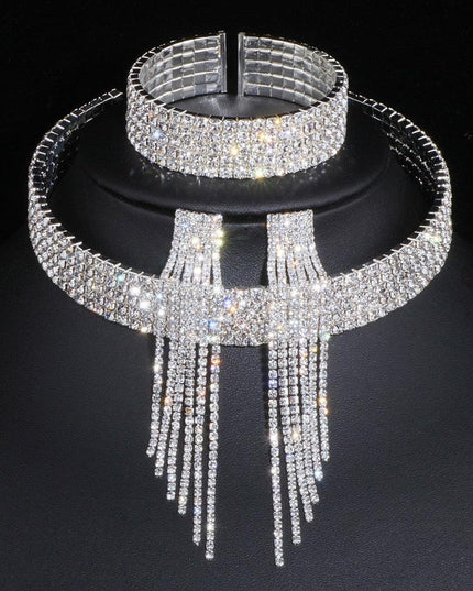 Sophisticated Crystal Tassel Jewelry Ensemble with African Rhinestones