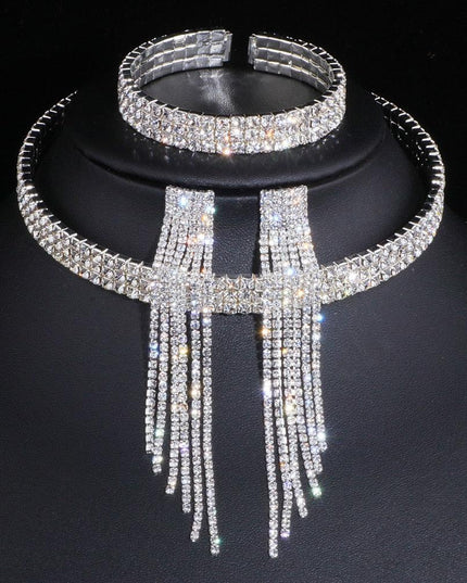 Sophisticated Crystal Tassel Jewelry Ensemble with African Rhinestones
