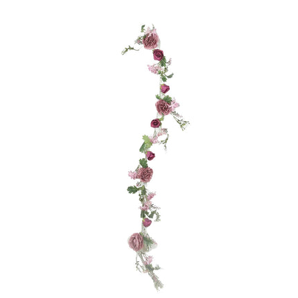AliKopy 6ft Dusty Rose Silk Peony Garland with Mixed Greenery, Artific