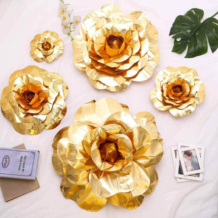 AliKopy 4 Pack 12" Metallic Gold Real Touch Foam Craft Roses