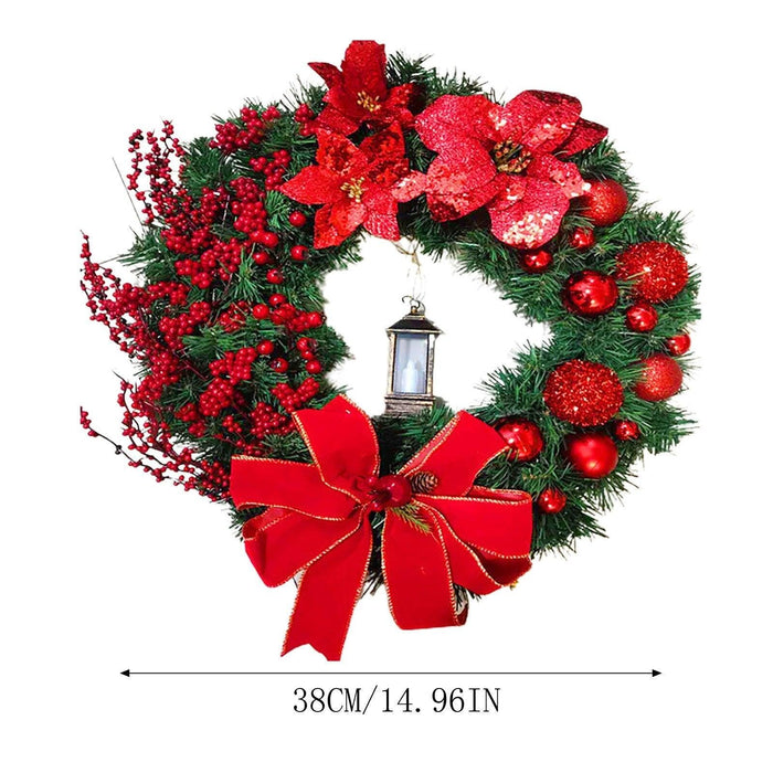 Elegant Red and Gold LED Christmas Wreath - Luxurious Holiday Decor