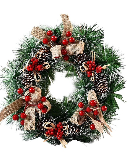 Luxurious Red and Gold Illuminated Christmas Wreath - Chic Holiday Decor for Your Home