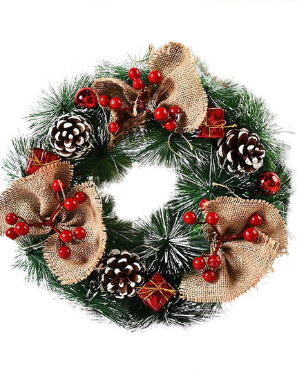 Luxurious Red and Gold Illuminated Christmas Wreath - Chic Holiday Decor for Your Home