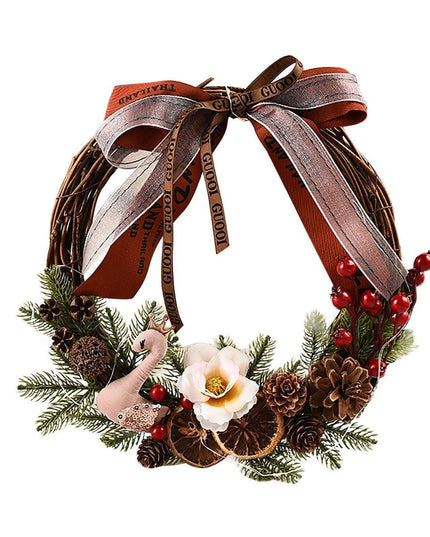 Luxurious Red and Gold Illuminated Christmas Wreath - Chic Holiday Decor for Your Home