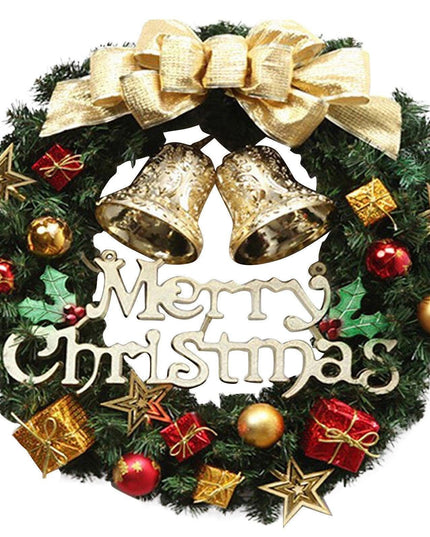 Luxurious Red and Gold Illuminated Christmas Wreath - Chic Holiday Decor for Your Home