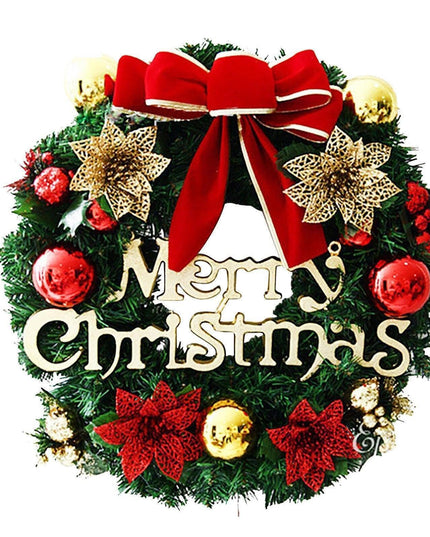 Luxurious Red and Gold Illuminated Christmas Wreath - Chic Holiday Decor for Your Home