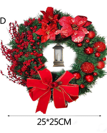 Luxurious Red and Gold Illuminated Christmas Wreath - Chic Holiday Decor for Your Home