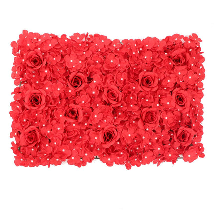 AliKopy 11 Sq Ft Red 3D Silk Flower Wall Mat - 4 Panels, Durable Desig