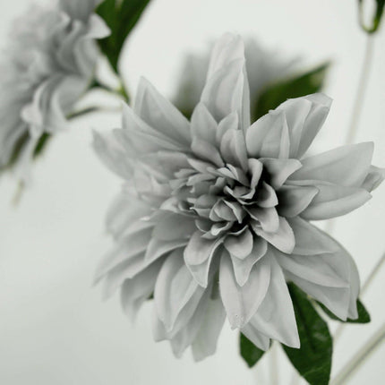 AliKopy 2 Silver Silk Dahlia Flower Spray Bushes - 20" Tall, Realistic