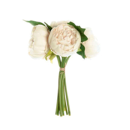 AliKopy 5 Flower Head Beige Peony Bouquet - Realistic Silk Floral Spra