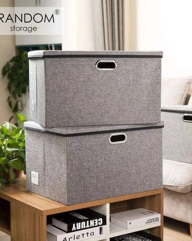 Elegant 5-Piece Foldable Linen Storage Bin Set - Large Organizing Baskets with Handles