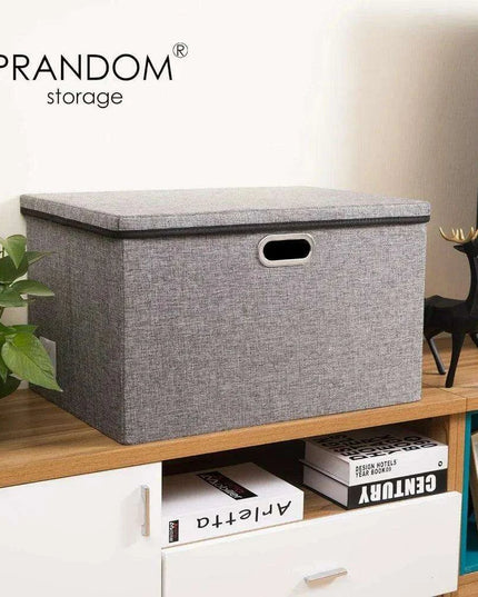 Elegant 5-Piece Foldable Linen Storage Bin Set - Large Organizing Baskets with Handles