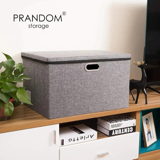 Elegant 5-Piece Foldable Linen Storage Bin Set - Large Organizing Baskets with Handles