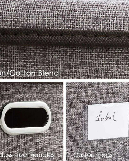 Elegant 5-Piece Foldable Linen Storage Bin Set - Large Organizing Baskets with Handles