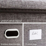 Elegant 5-Piece Foldable Linen Storage Bin Set - Large Organizing Baskets with Handles