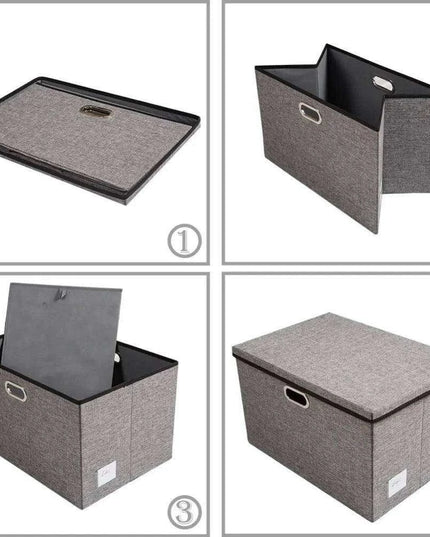 Elegant 5-Piece Foldable Linen Storage Bin Set - Large Organizing Baskets with Handles