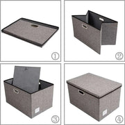 Elegant 5-Piece Foldable Linen Storage Bin Set - Large Organizing Baskets with Handles
